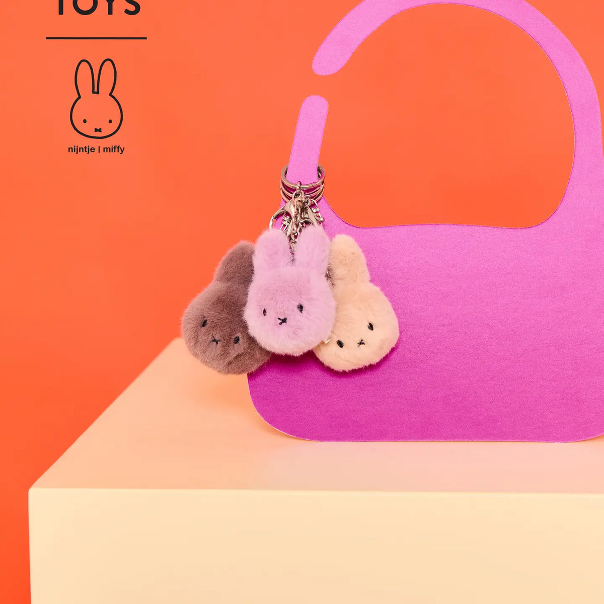 Bon Ton Toys Miffy Fuzzy Eco Keychain - Taupe 8cm
