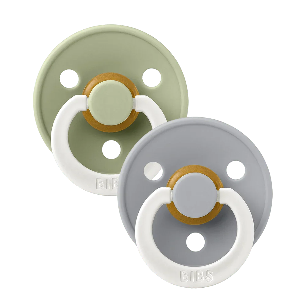 BIBS Colour GLOW 2 Pack Dummies - Sage & Cloud