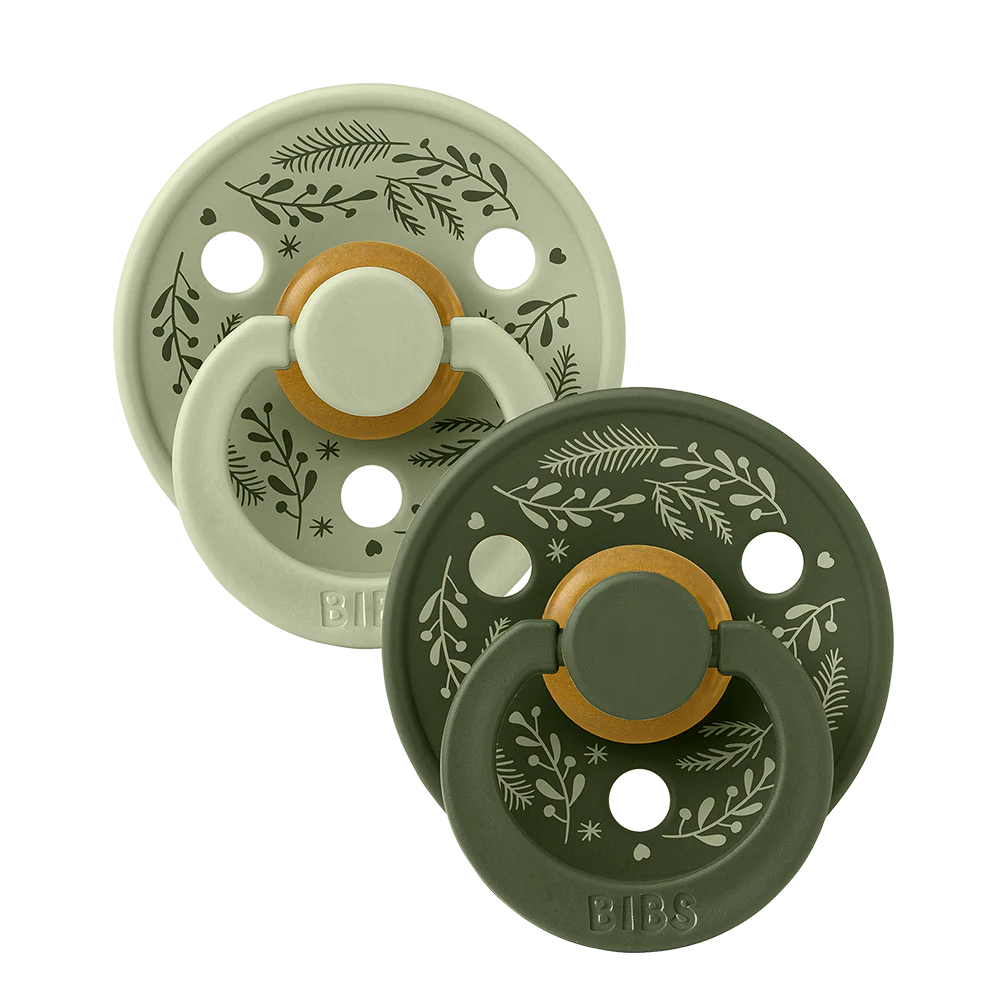 BIBS Colour Holiday Leaf Dummies 2 Pack - Sage/Hunter Green