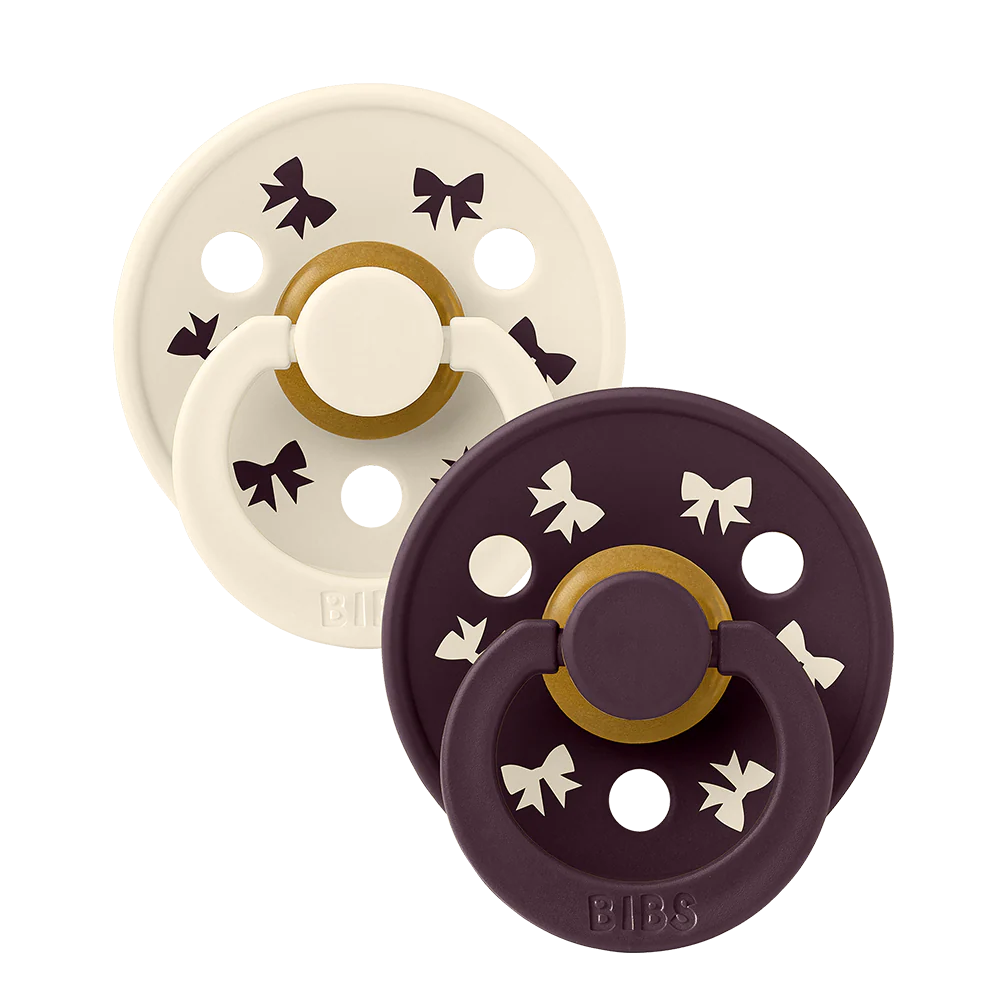 BIBS Colour Holiday Bow Dummies 2 Pack - Ivory/Plum