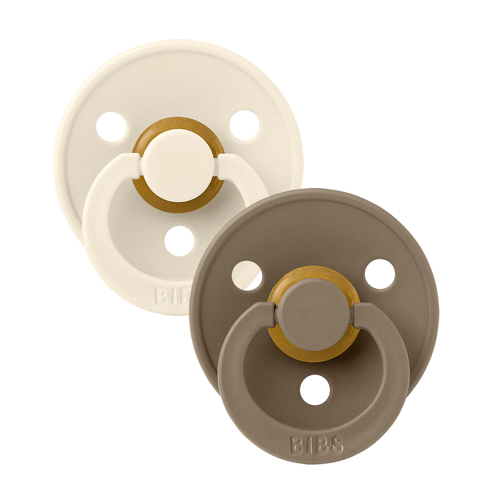 BIBS Colour 2 Pack Dummies - Ivory & Dark Oak