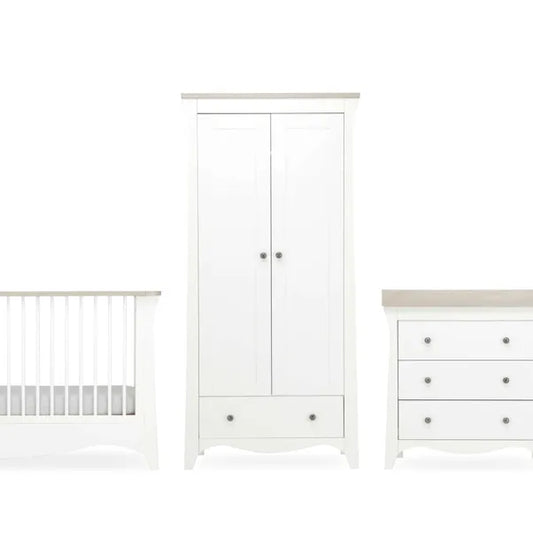 CuddleCo Clara 3 Piece Nursery Furniture Set - White/Ash