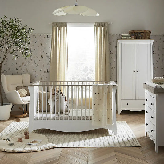 CuddleCo Clara 3 Piece Nursery Furniture Set - White/Ash