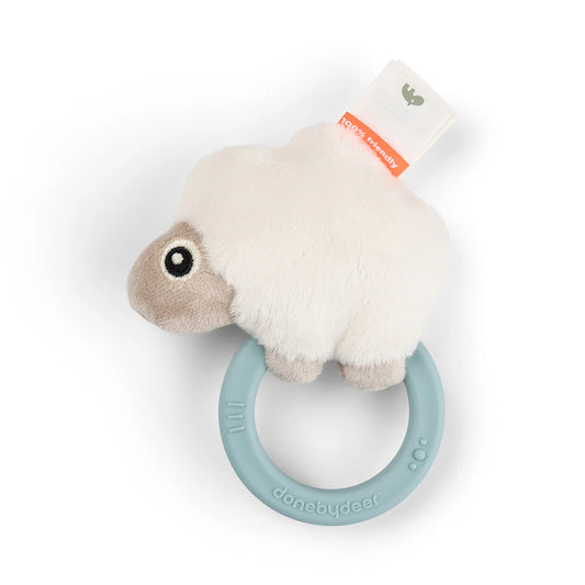 Done By Deer Sensory Rattle with Teether - Sheepy Blue