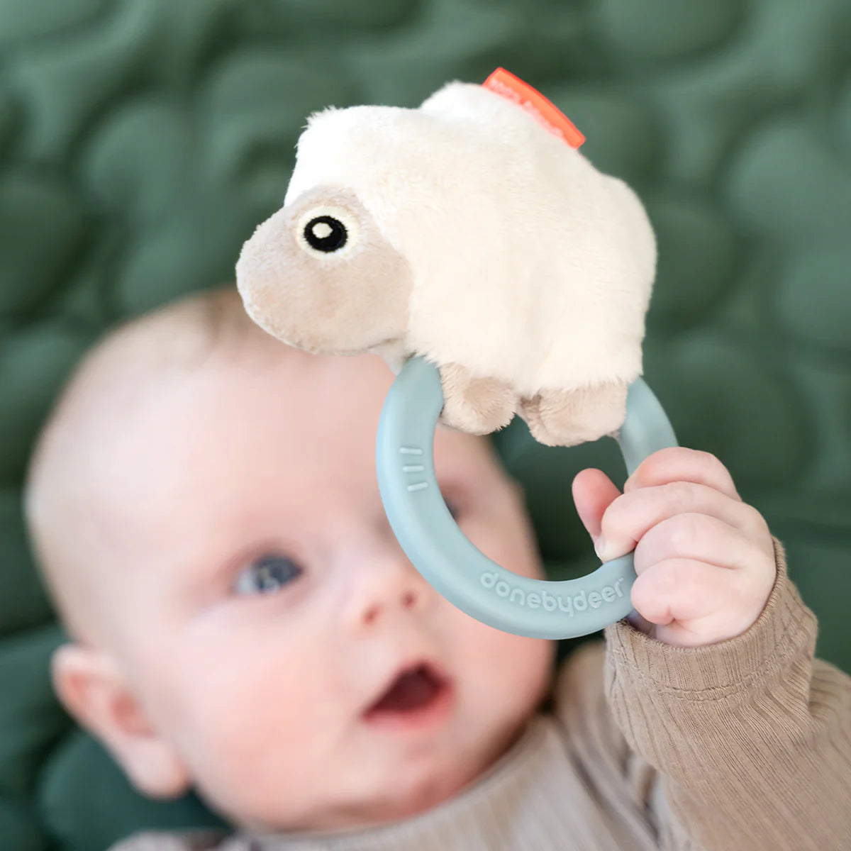 Done By Deer Sensory Rattle with Teether - Sheepy Blue