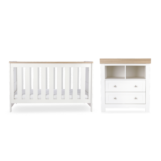 CuddleCo Burford 2 Piece Nursery Furniture Set - White & Oak