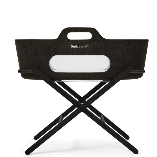 SnuzBaskit Moses Basket and Folding Stand - Graphite/Graphite