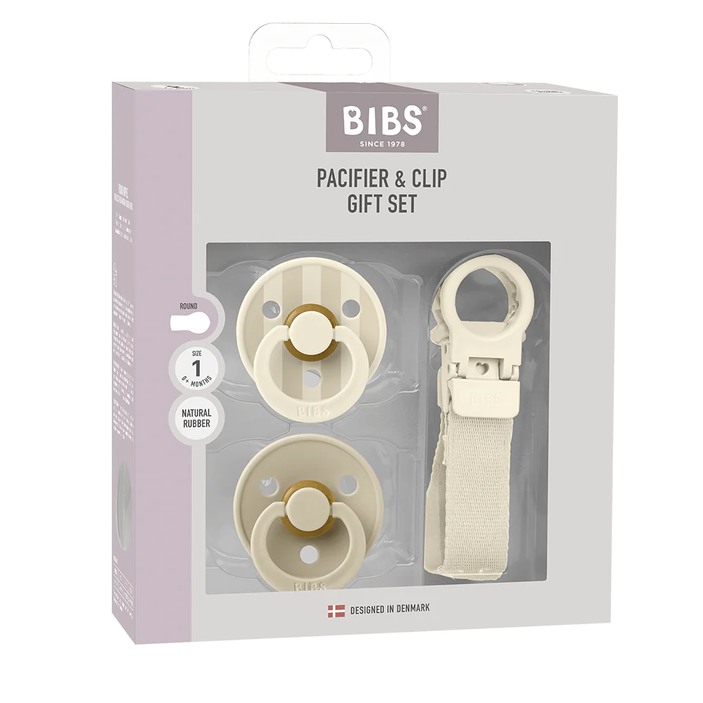 BIBS Colour Dummy & Loop Clip Gift Set - Ivory