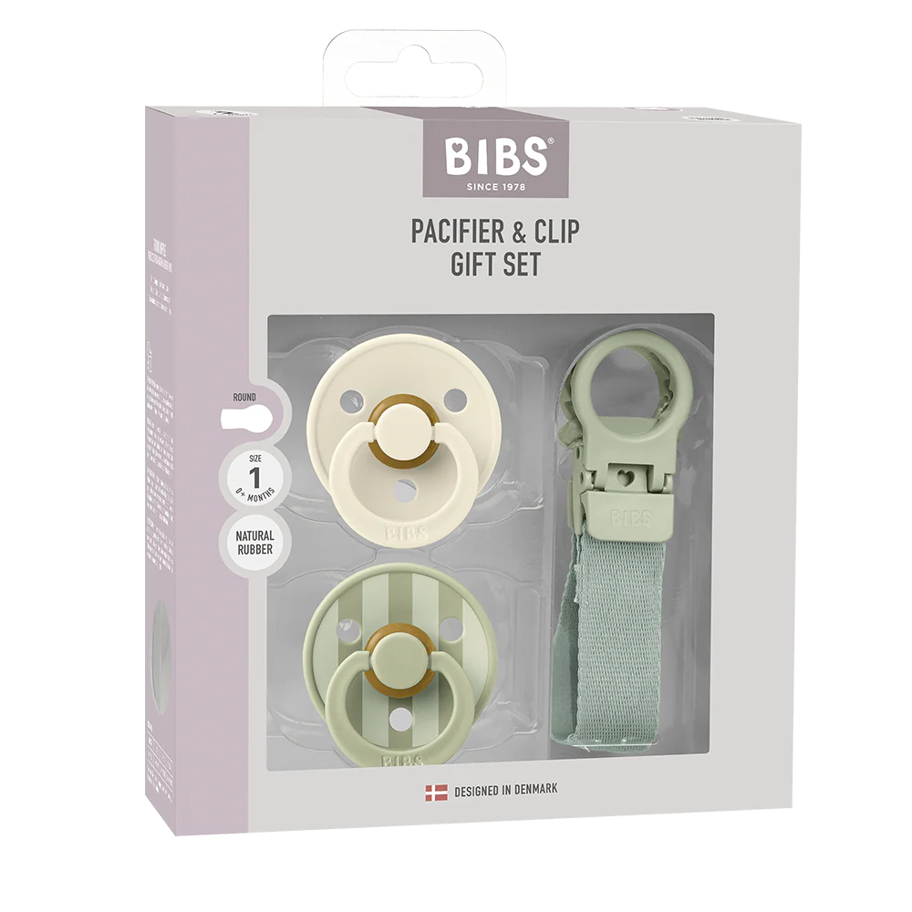 BIBS Colour Dummy & Loop Clip Gift Set - Sage