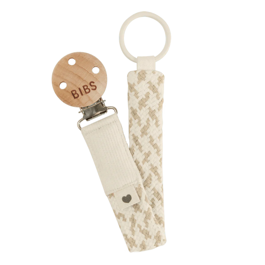 BIBS Braided Pacifier Clip - Ivory/Vanilla