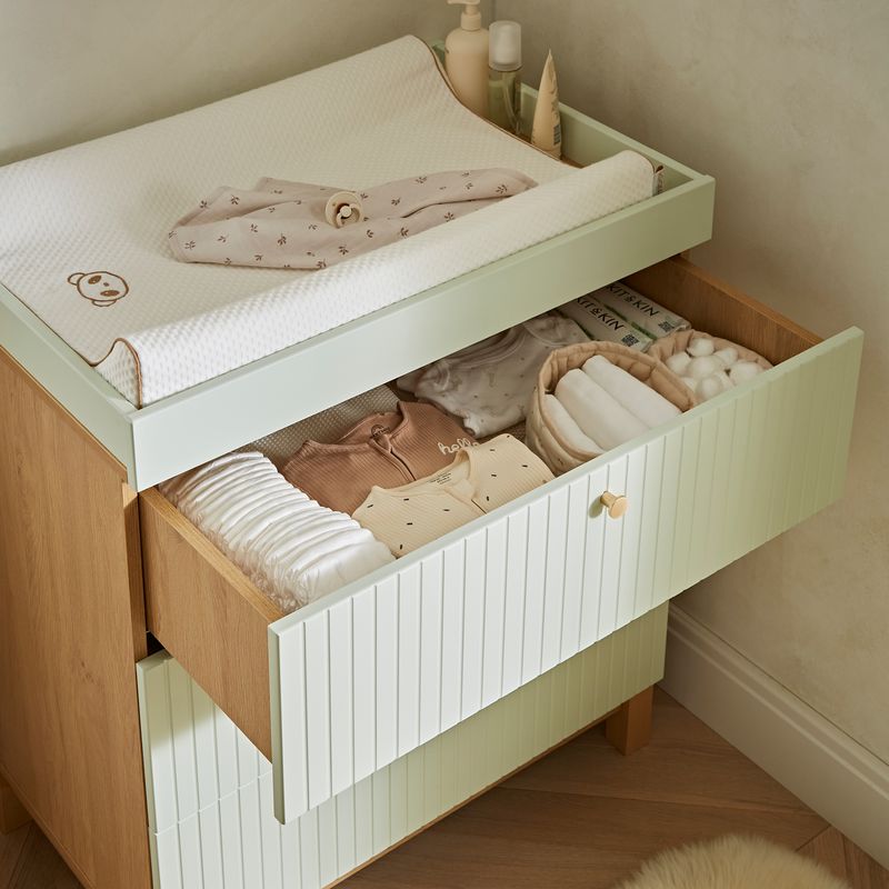 Cuddle Co Remi 3 Piece Nursery Furniture Set Oak & Green