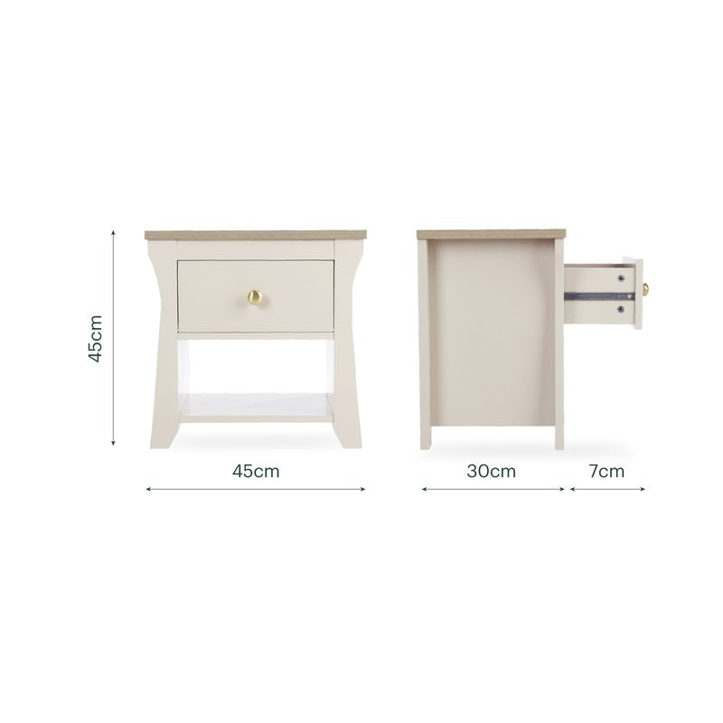 CuddleCo Clara Bedside Table - Cashmere & Ash
