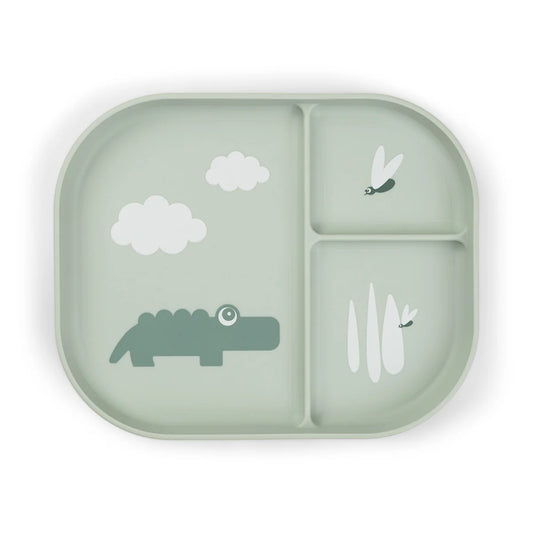 Done By Deer Foodie Compartment Plate - Croco Green