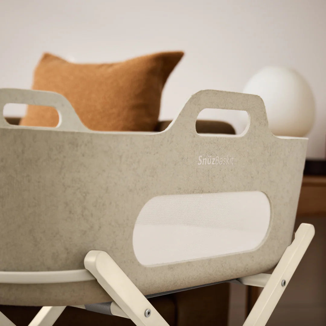 SnuzBaskit Moses Basket and Folding Stand - Barley & Cashmere