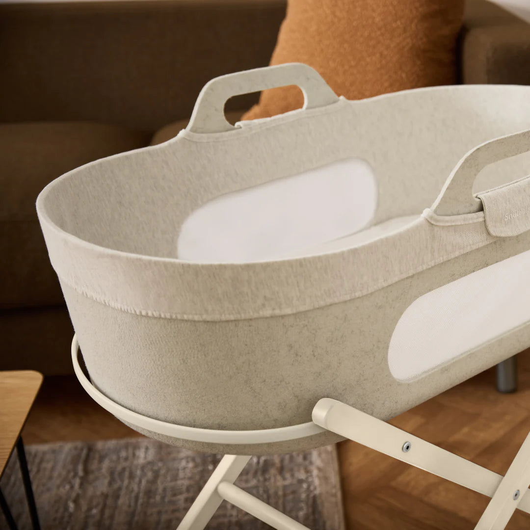 SnuzBaskit Moses Basket and Folding Stand - Barley & Cashmere