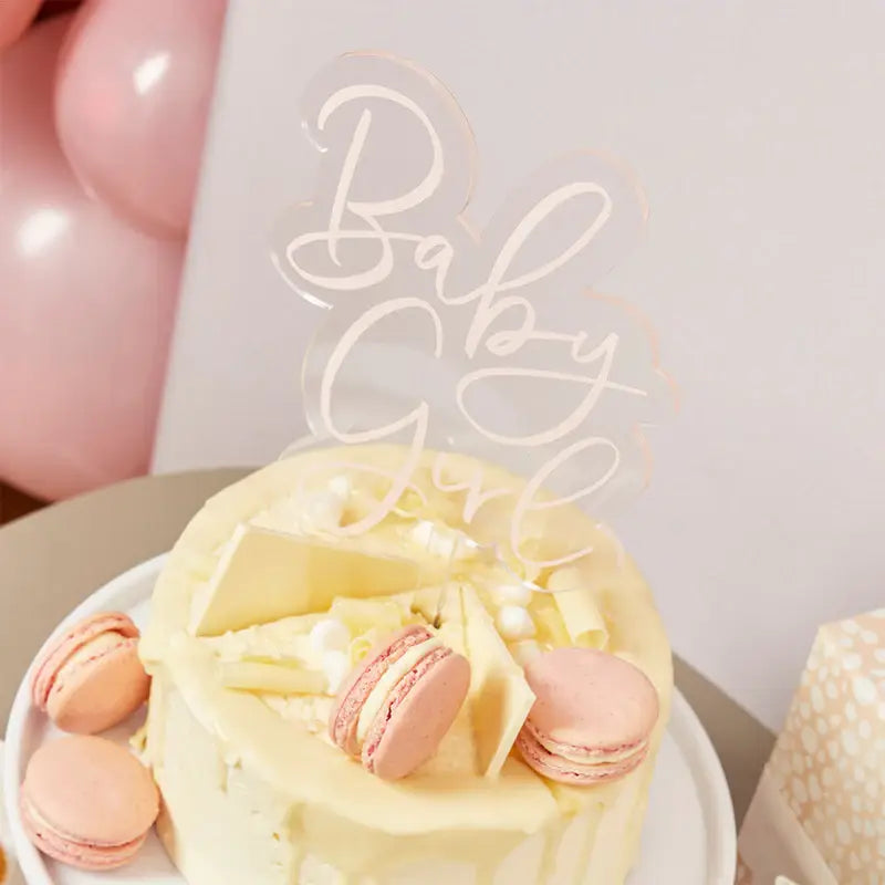 Hootyballoo Pink ‘Baby Girl’ Acrylic Cake Topper