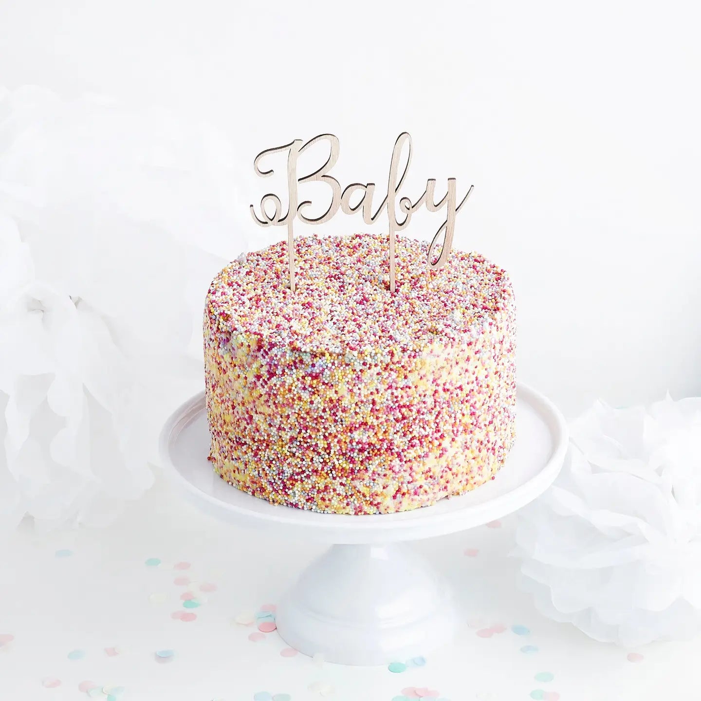 Hootyballoo Wooden ‘Baby’ Cake Topper