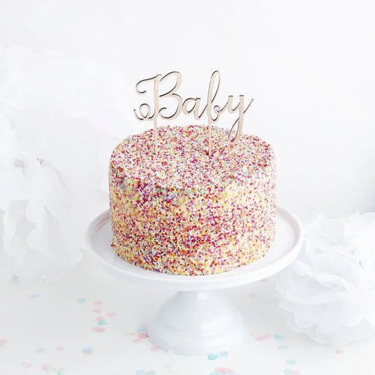 Hootyballoo Wooden ‘Baby’ Cake Topper