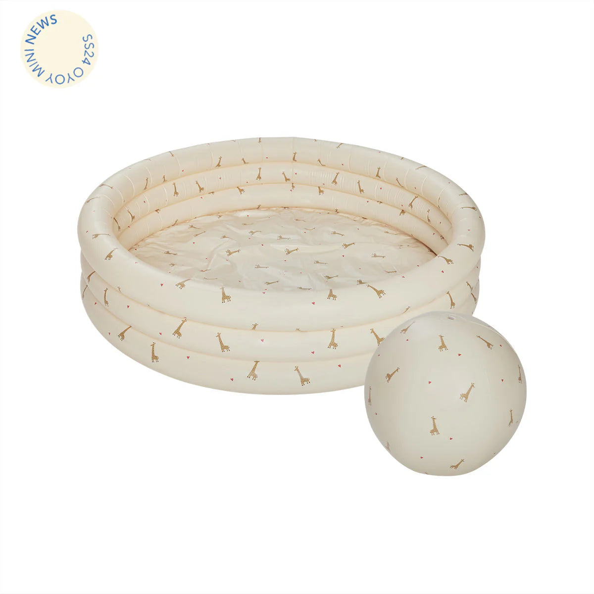 OYOY Giraffe Swimming Pool Small & Beach Ball - Butter