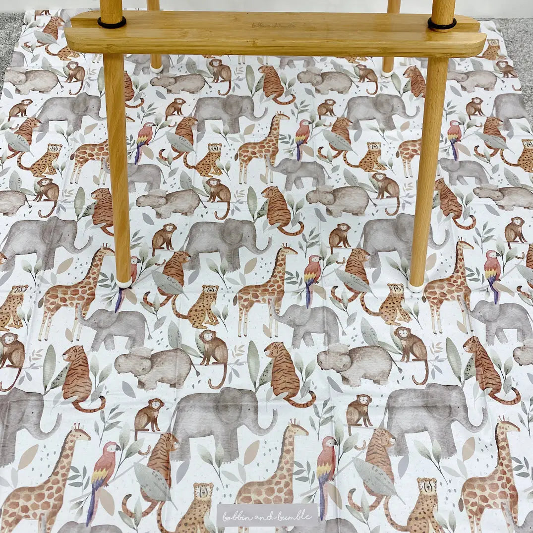 Bobbin and Bumble Wipeable Splash Mat - Jungle Animals