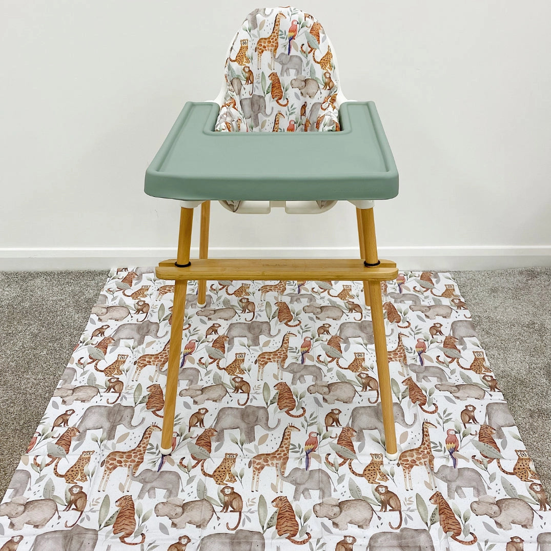 Bobbin and Bumble Wipeable Splash Mat - Jungle Animals