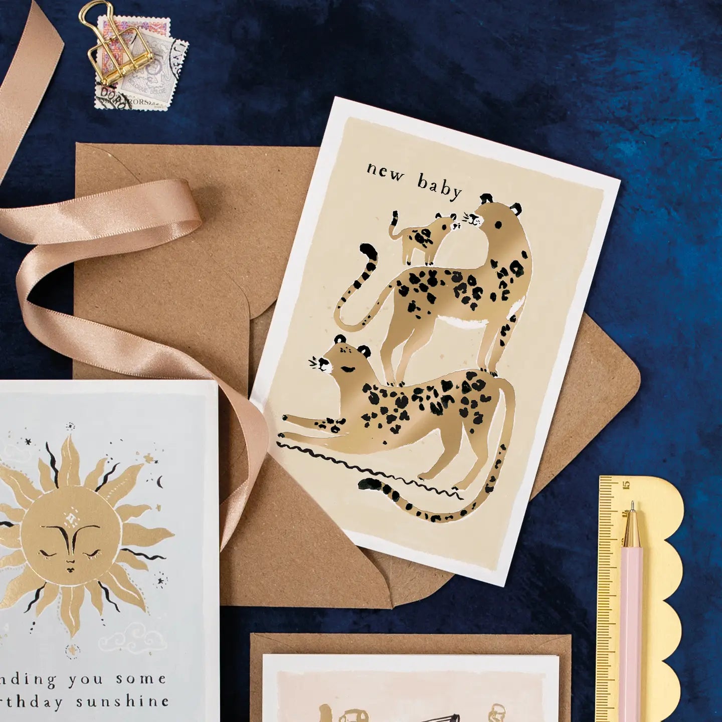 Sister Paper Co Leopard New Baby Card