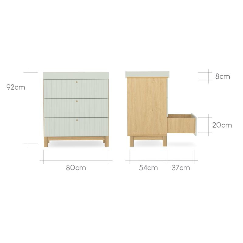 Cuddle Co Remi 3 Piece Nursery Furniture Set Oak & Green