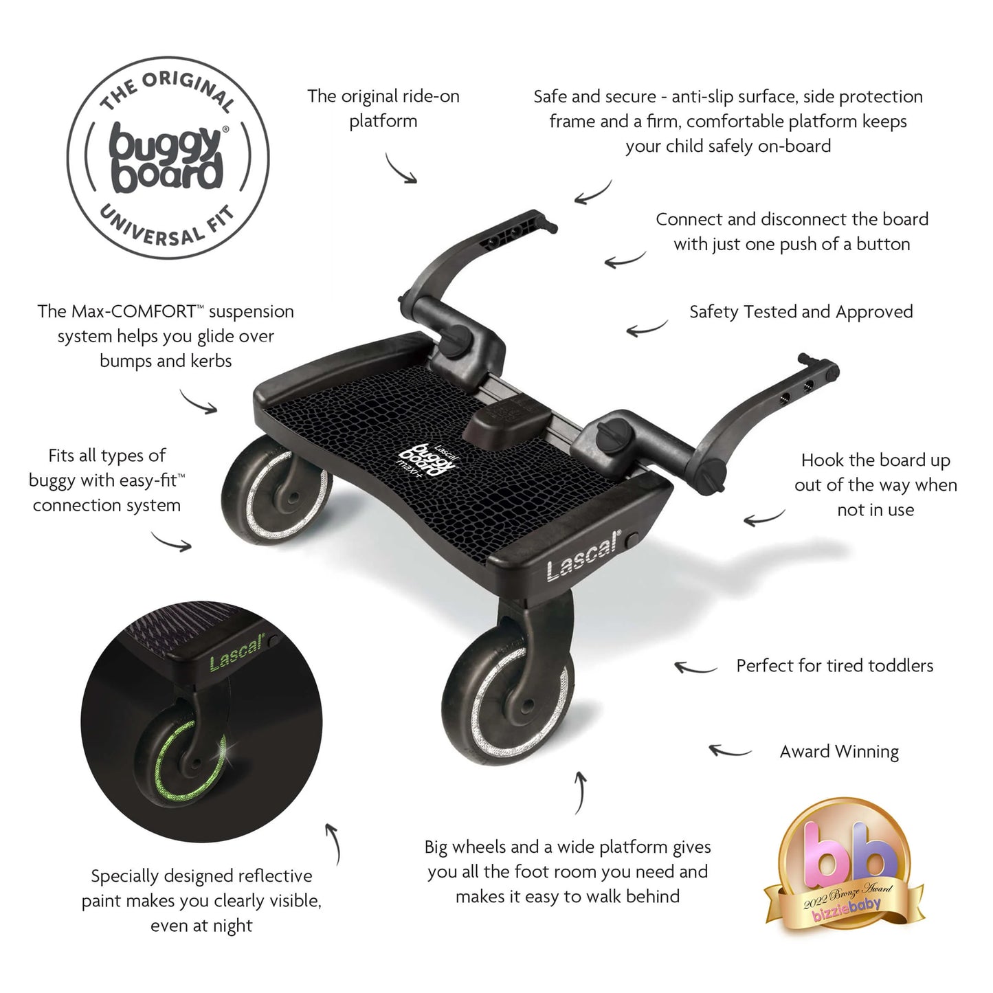 Lascal Buggy Board Maxi - Universal Pushchair Ride On Board