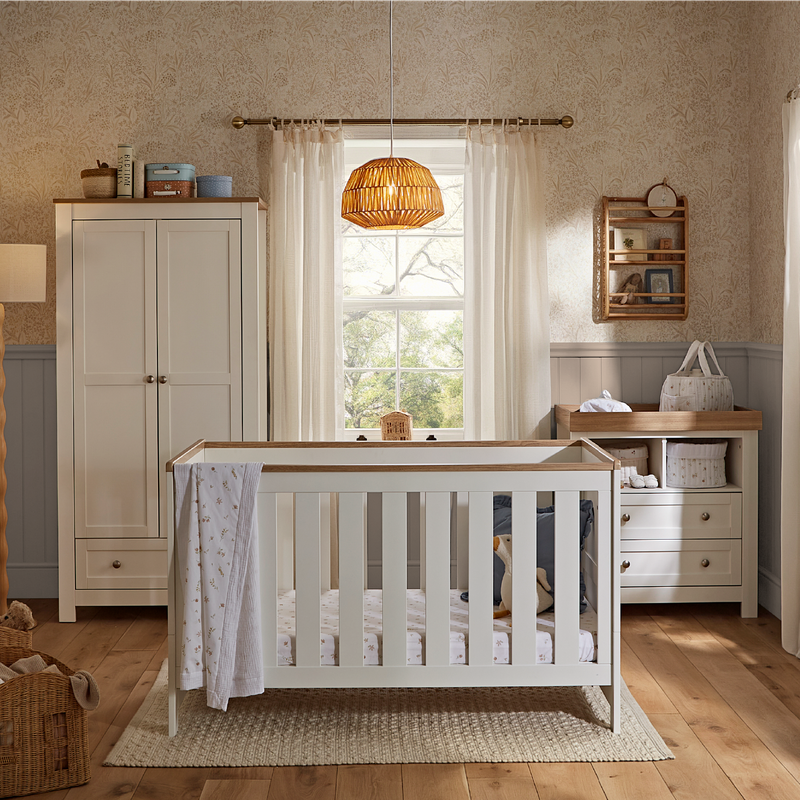 CuddleCo Burford Cot Bed - White & Oak