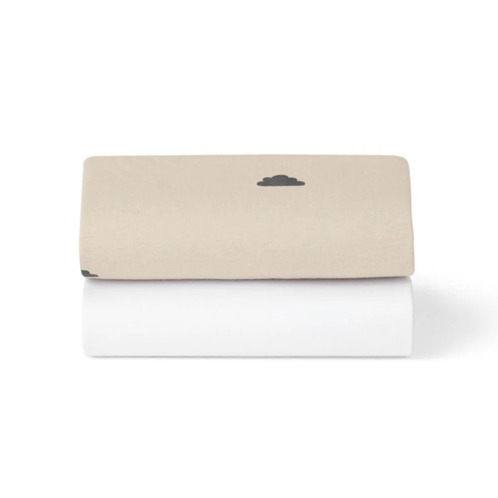 Snuz 2 Pack Moses Basket Fitted Sheets - Sand/Cloud