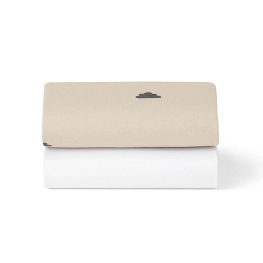 Snuz 2 Pack Moses Basket Fitted Sheets - Sand/Cloud