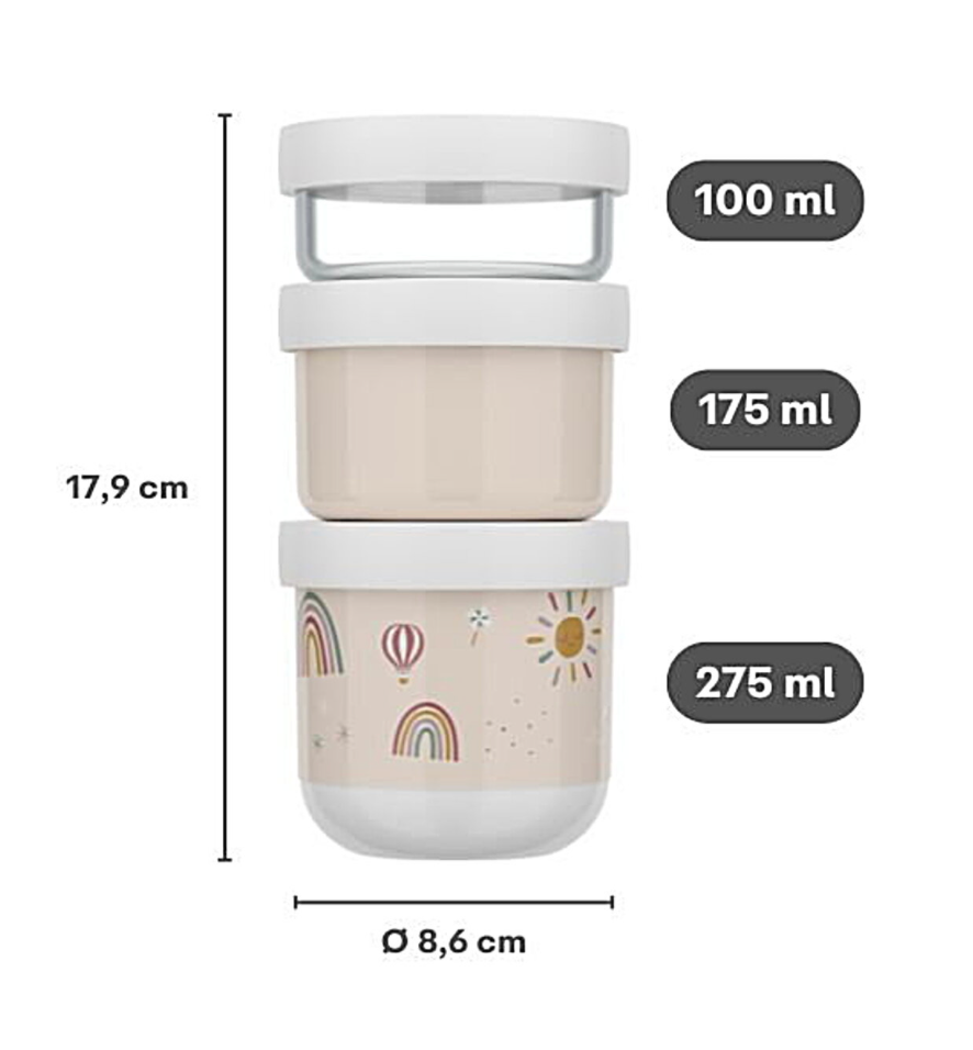 Little Dutch x Mepal Snackbox Stack Mio 3 pcs - Sunshine & Rainbow