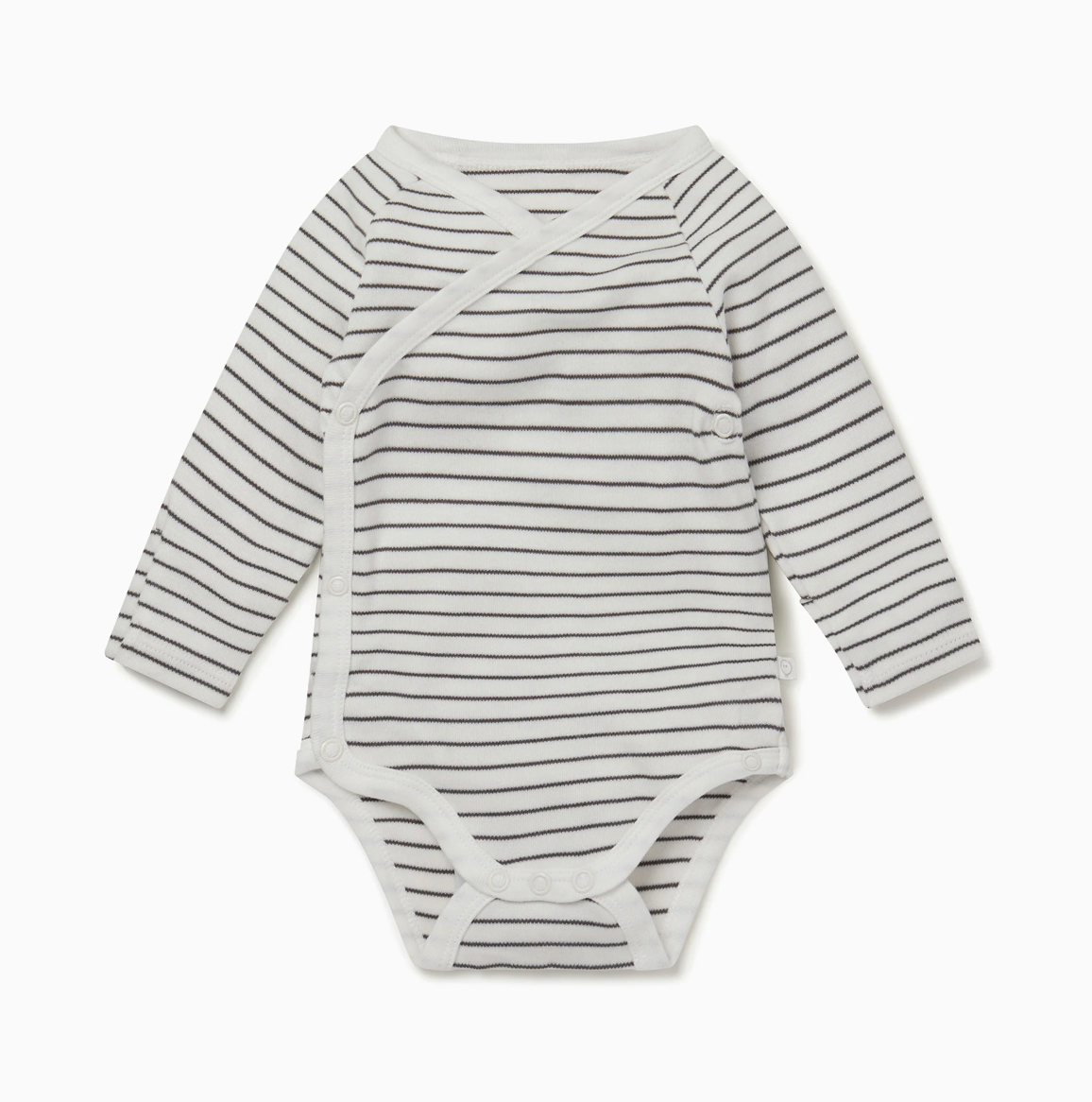 MORI Long-Sleeve Kimono Bodysuit - Grey Stripe