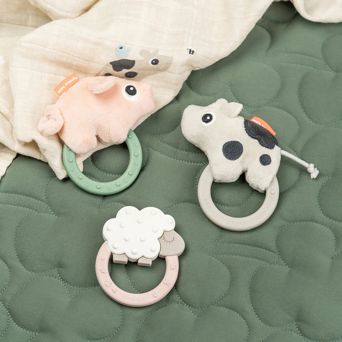 Done By Deer Sensory Rattle with Teether - Pigee