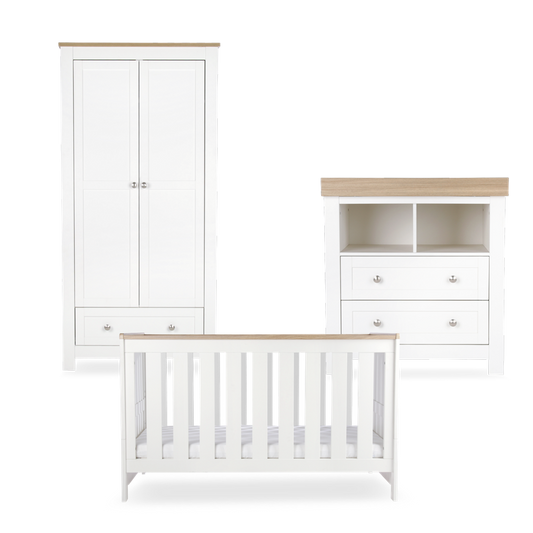 CuddleCo Burford 3 Piece Nursery Furniture Set - White & Oak