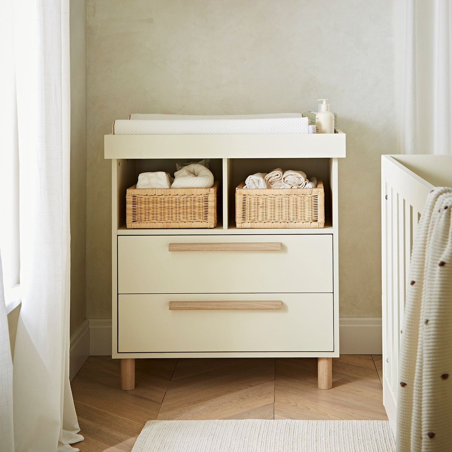 CuddleCo Harper 2 Piece Nursery Furniture Set - Cream & Ash