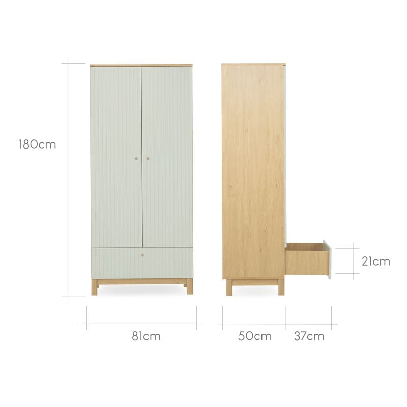 Cuddle Co Remi 3 Piece Nursery Furniture Set Oak & Green