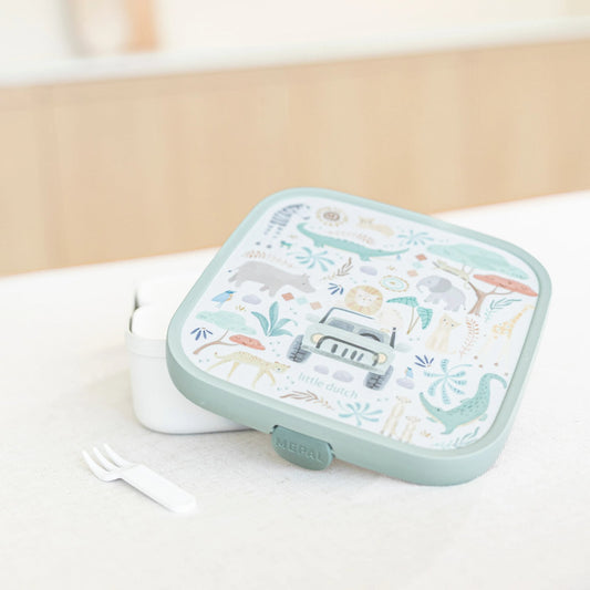 Little Dutch Bento Lunchbox With Fork - Safari Friends