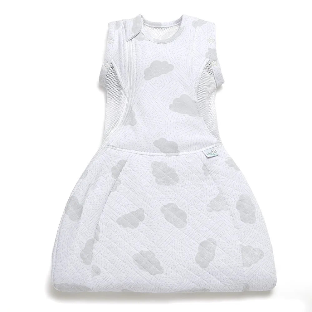 Purflo 2.5 Tog Swaddle to Sleep Bag - Cotton Clouds