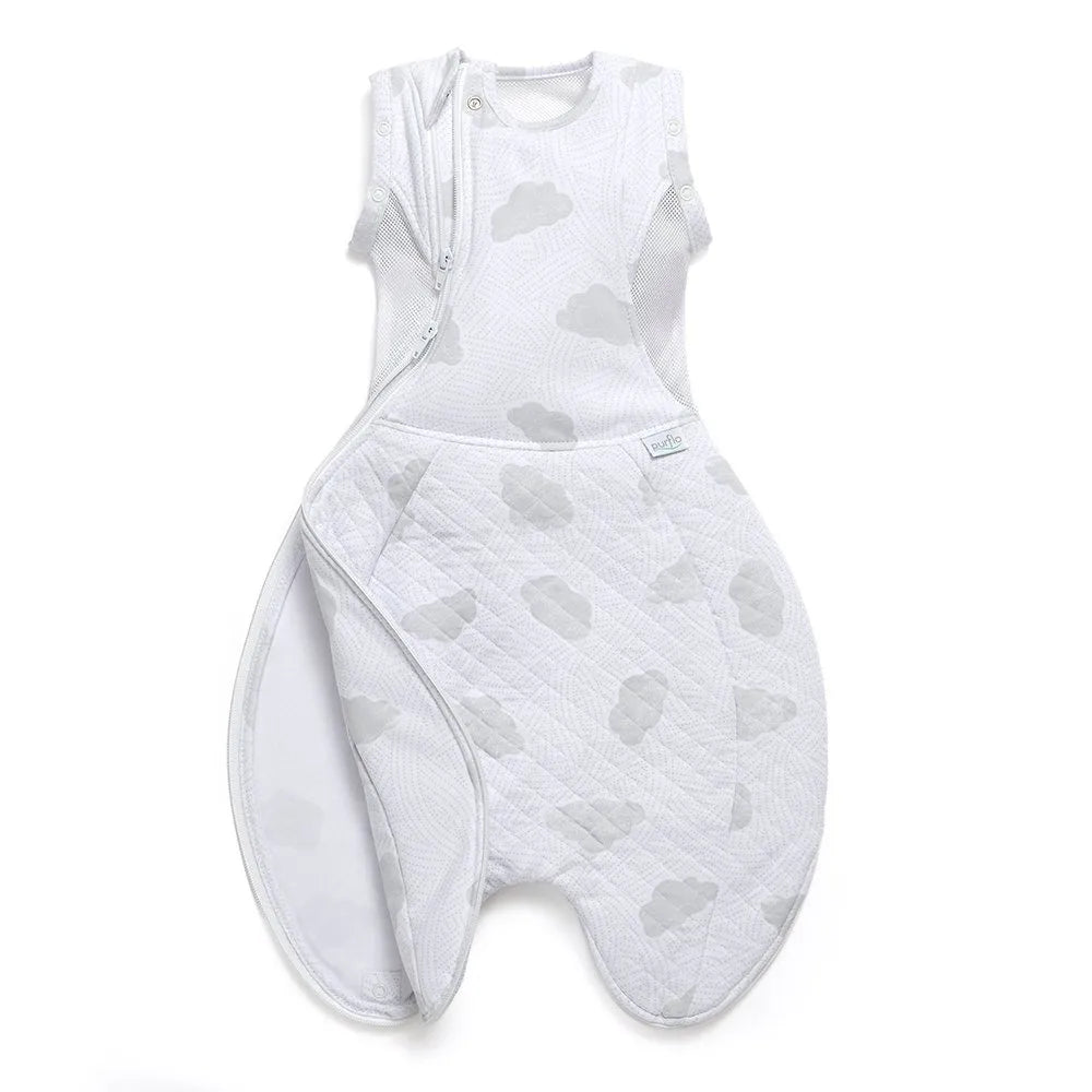 Purflo 2.5 Tog Swaddle to Sleep Bag - Cotton Clouds