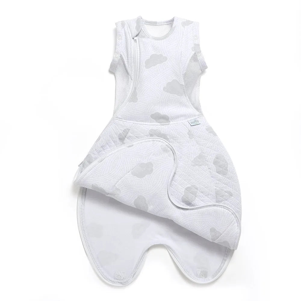 Purflo 2.5 Tog Swaddle to Sleep Bag - Cotton Clouds