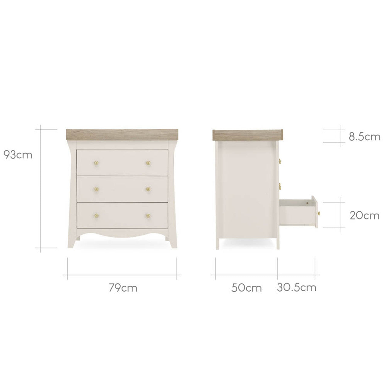 CuddleCo Clara 2 Piece Nursery Furniture Set - Cashmere & Ash
