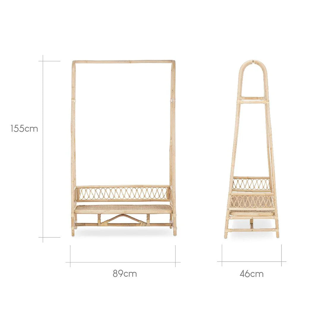 CuddleCo Aria Rattan Children's Clothes Rail