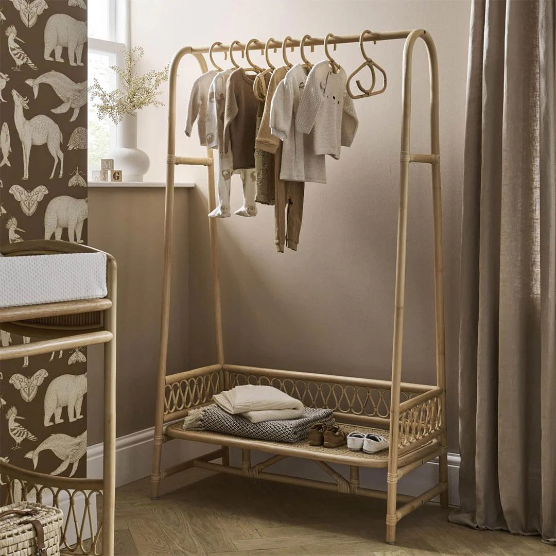 CuddleCo Aria Rattan Children's Clothes Rail