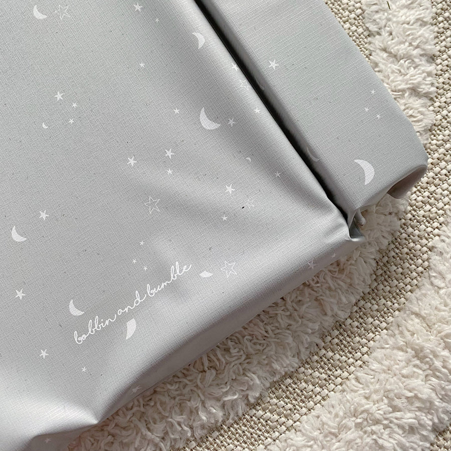 Bobbin and Bumble Baby Changing Mat - Grey/Green Moon & Stars