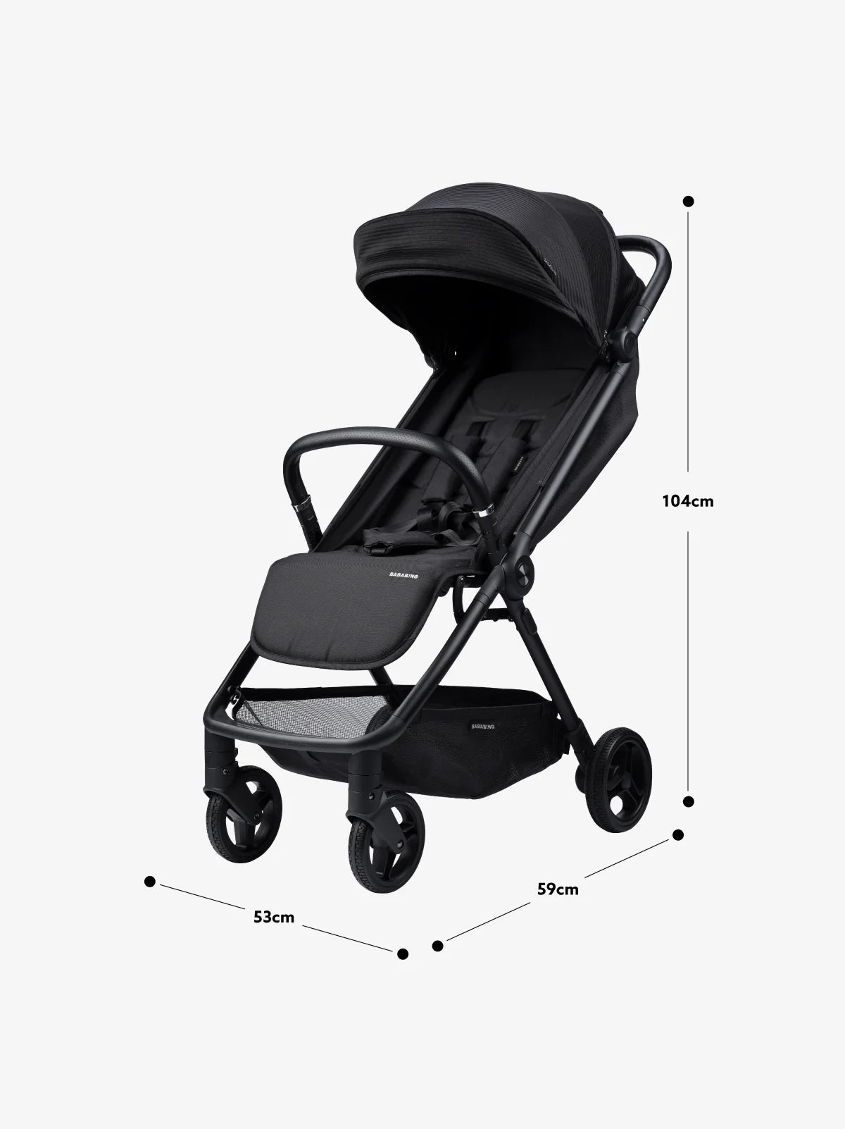 Bababing Auto Fold Compact Stroller - Black