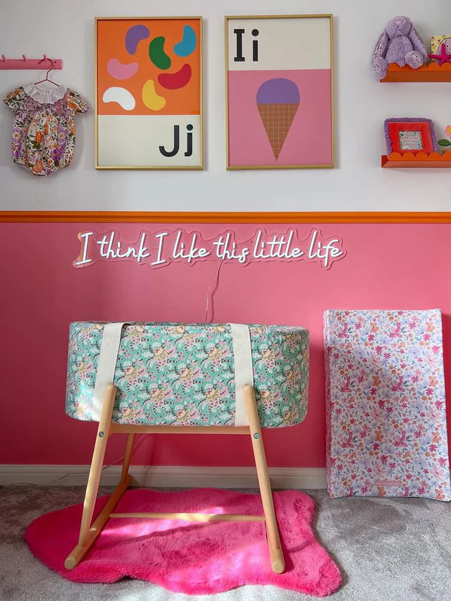 Bobbin and Bumble Anti-Roll Wedge Baby Changing Mat - Magenta Floral