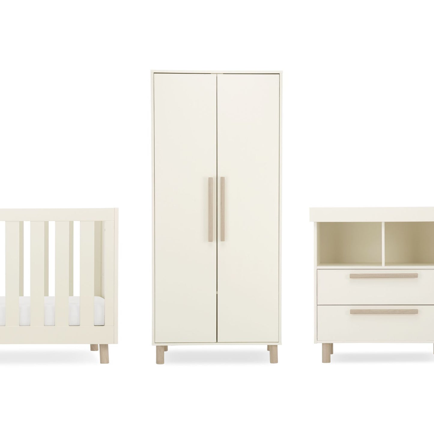 CuddleCo Harper 3 Piece Nursery Furniture Set - Cream & Ash