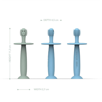 Matchstick Monkey Training Toothbrush with Stopper - Mint Green and Light Blue
