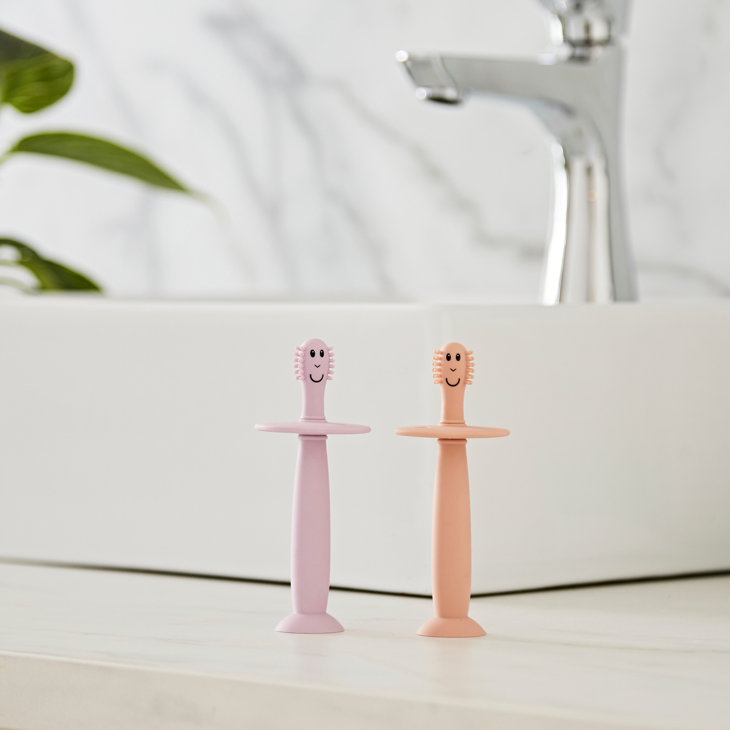 Matchstick Monkey Training Toothbrush with Stopper - Dusty Pink and Lilac